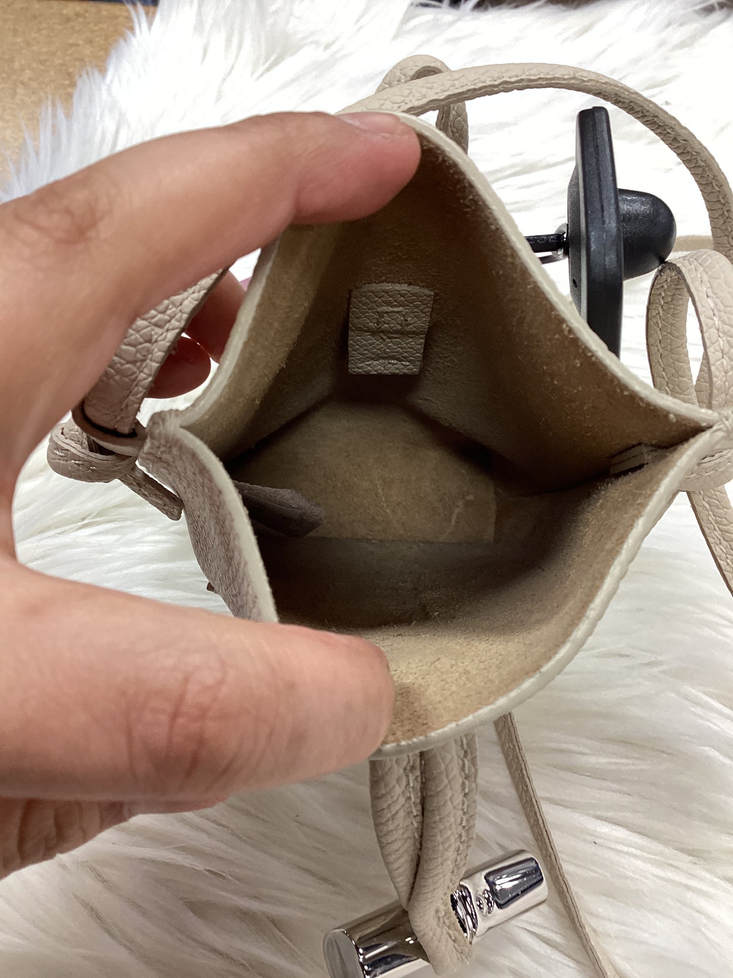 Handbag Designer By Longchamp In Cream, Size:Small