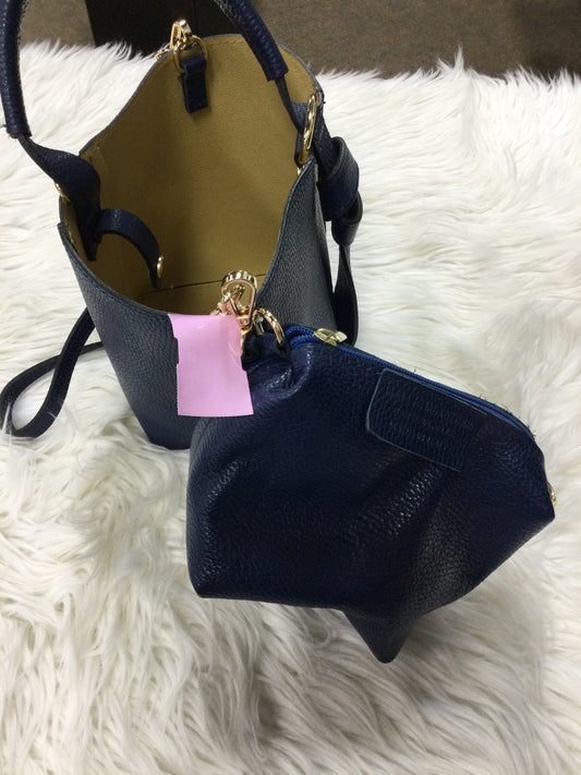 Handbag Leather By Cmb In Navy, Size:Medium