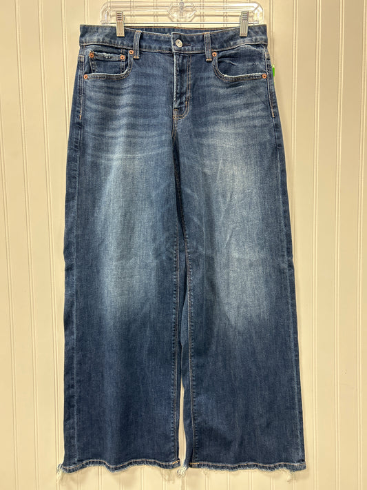 Jeans Wide Leg By American Eagle In Blue Denim, Size:4