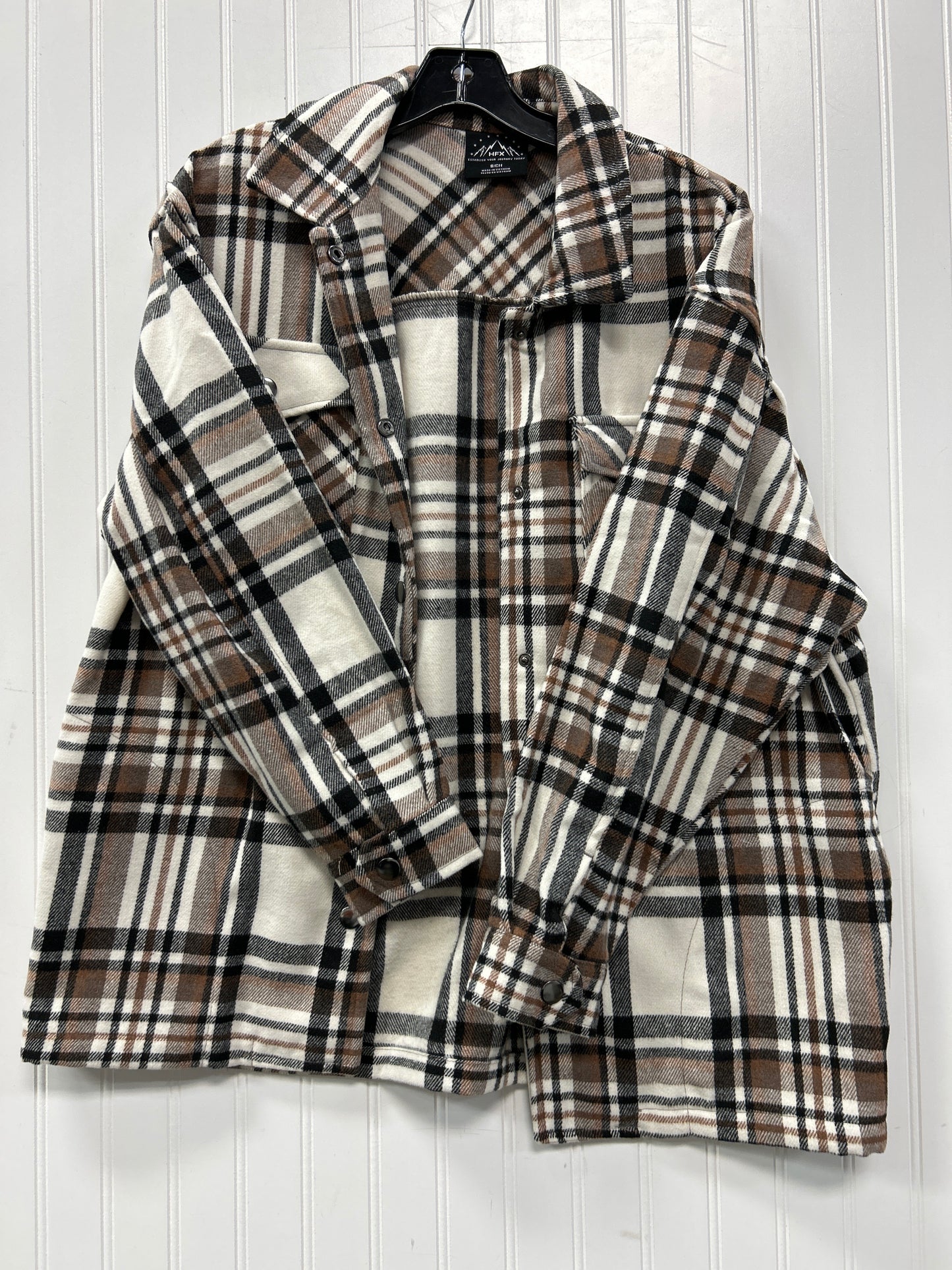 Jacket Fleece By Hfx In Brown & Cream, Size:S