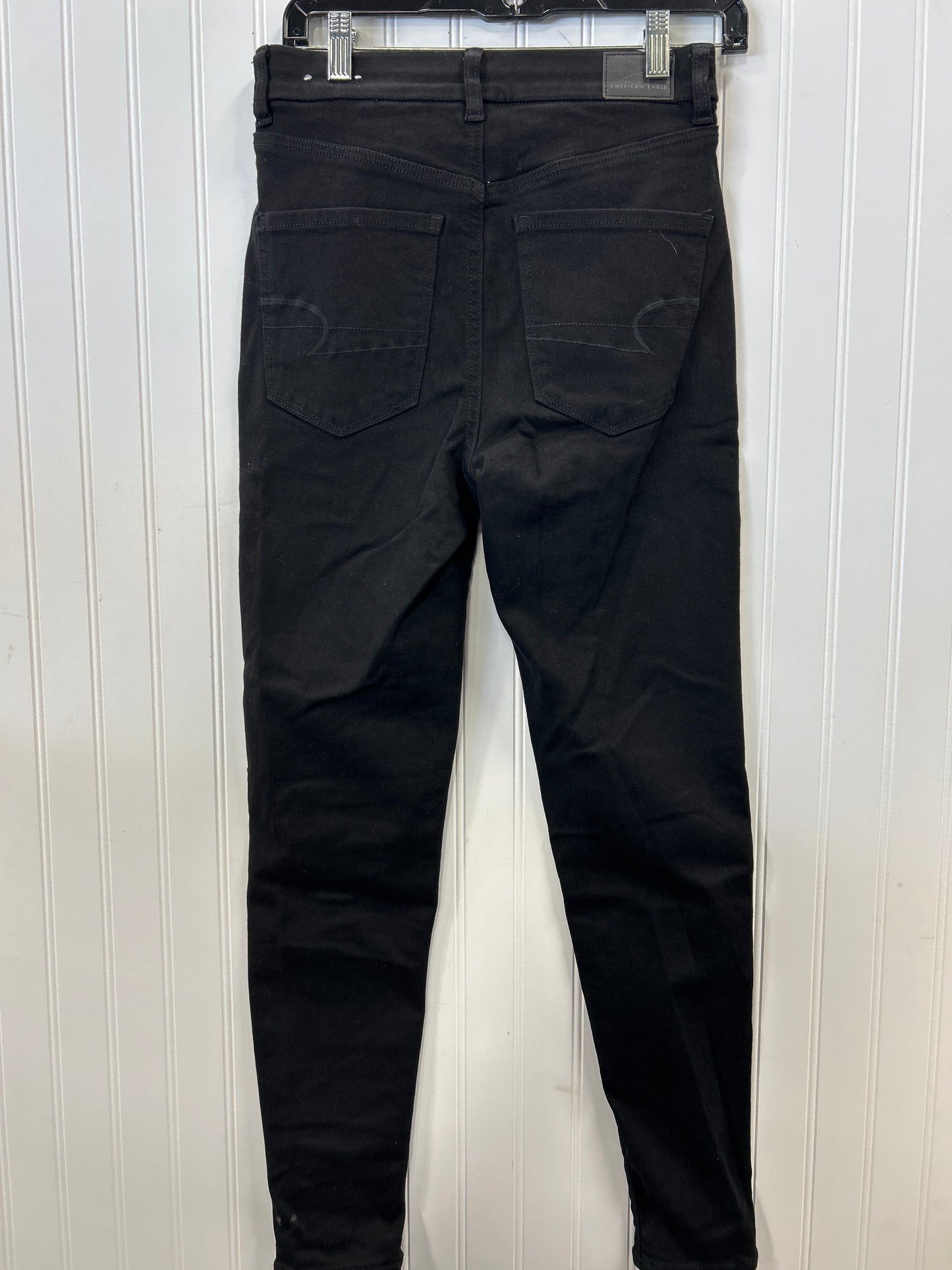 Jeans Skinny By American Eagle In Black Denim, Size:6