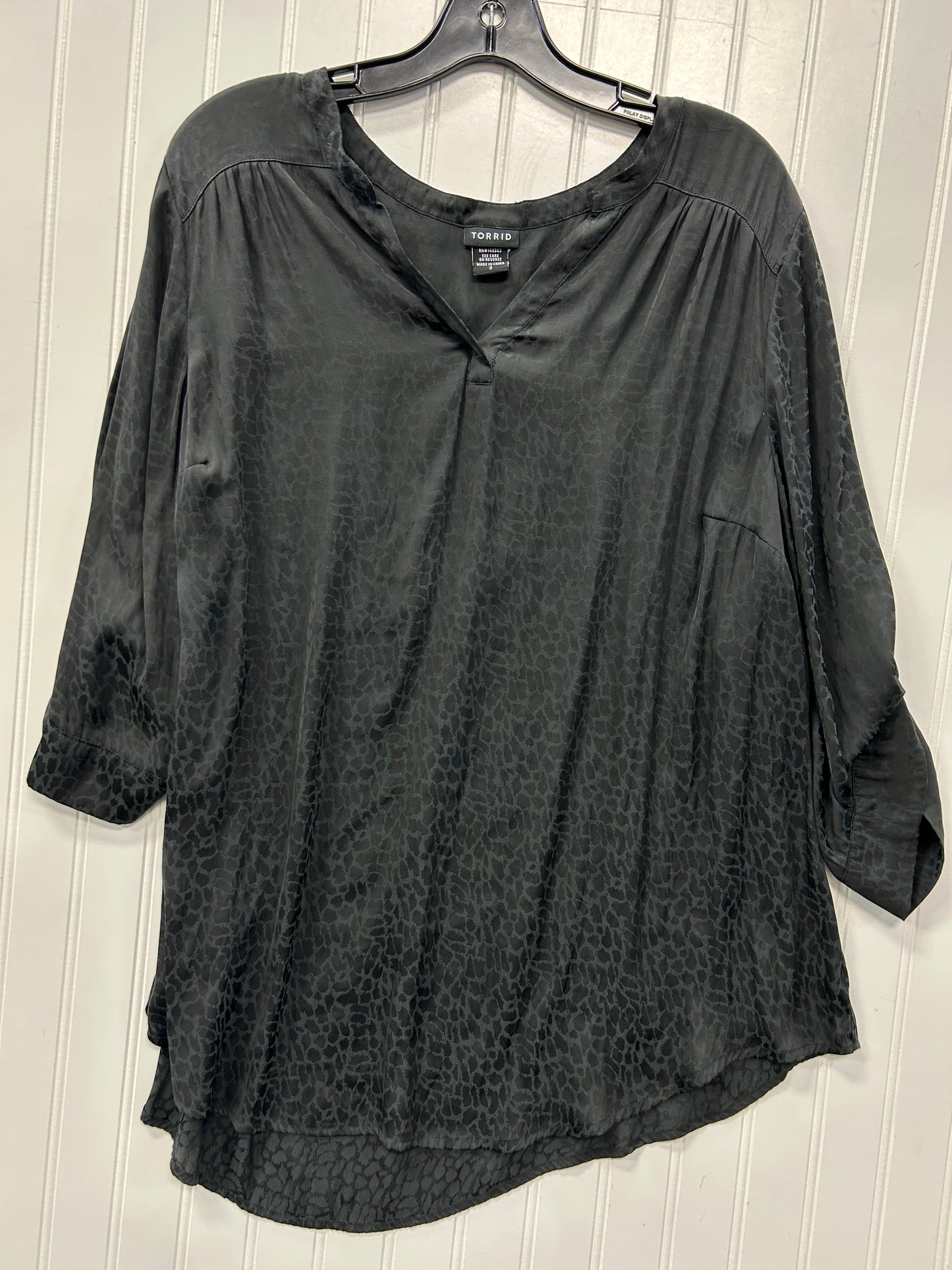 Top 2Pc 3/4 Sleeve By Torrid In Black, Size:2X