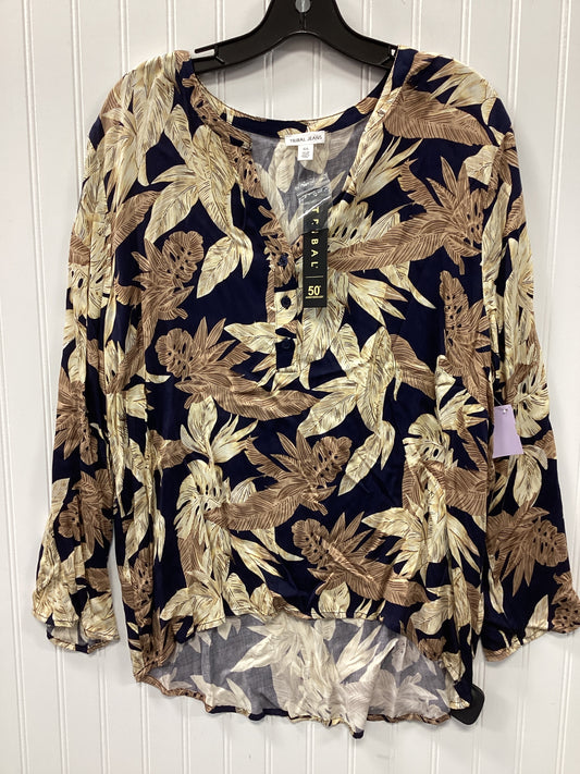 Top Ls By Tribal In Blue & Tan, Size:L