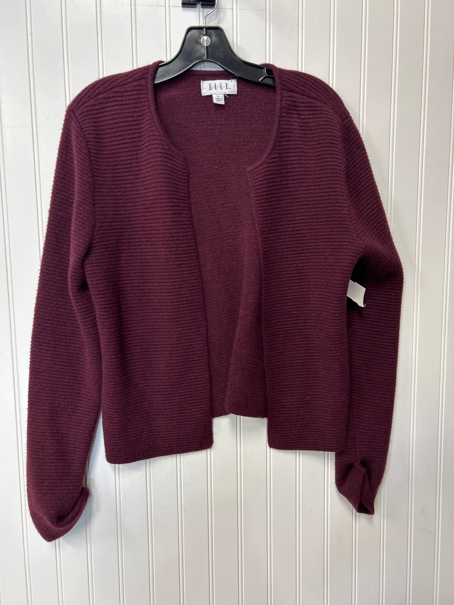 Sweater Cardigan By Elle In Maroon, Size:M