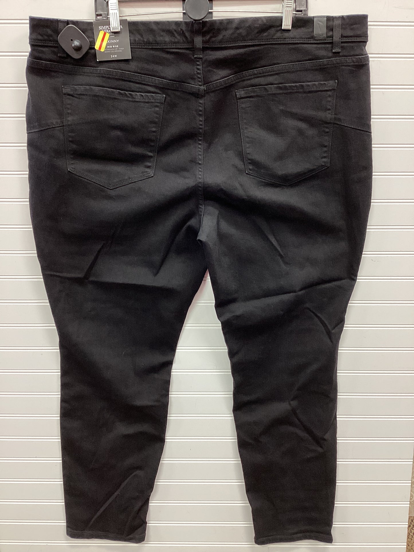 Jeans Skinny By Simply Vera In Black Denim, Size:24