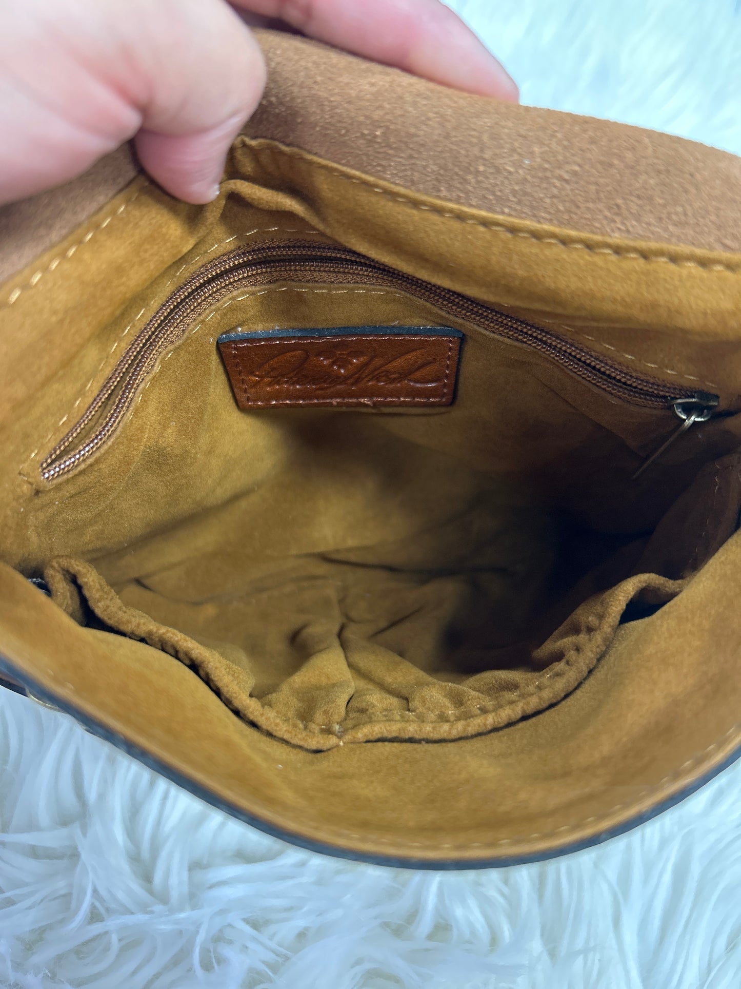 Crossbody Designer By Patricia Nash In Tan, Size:Medium