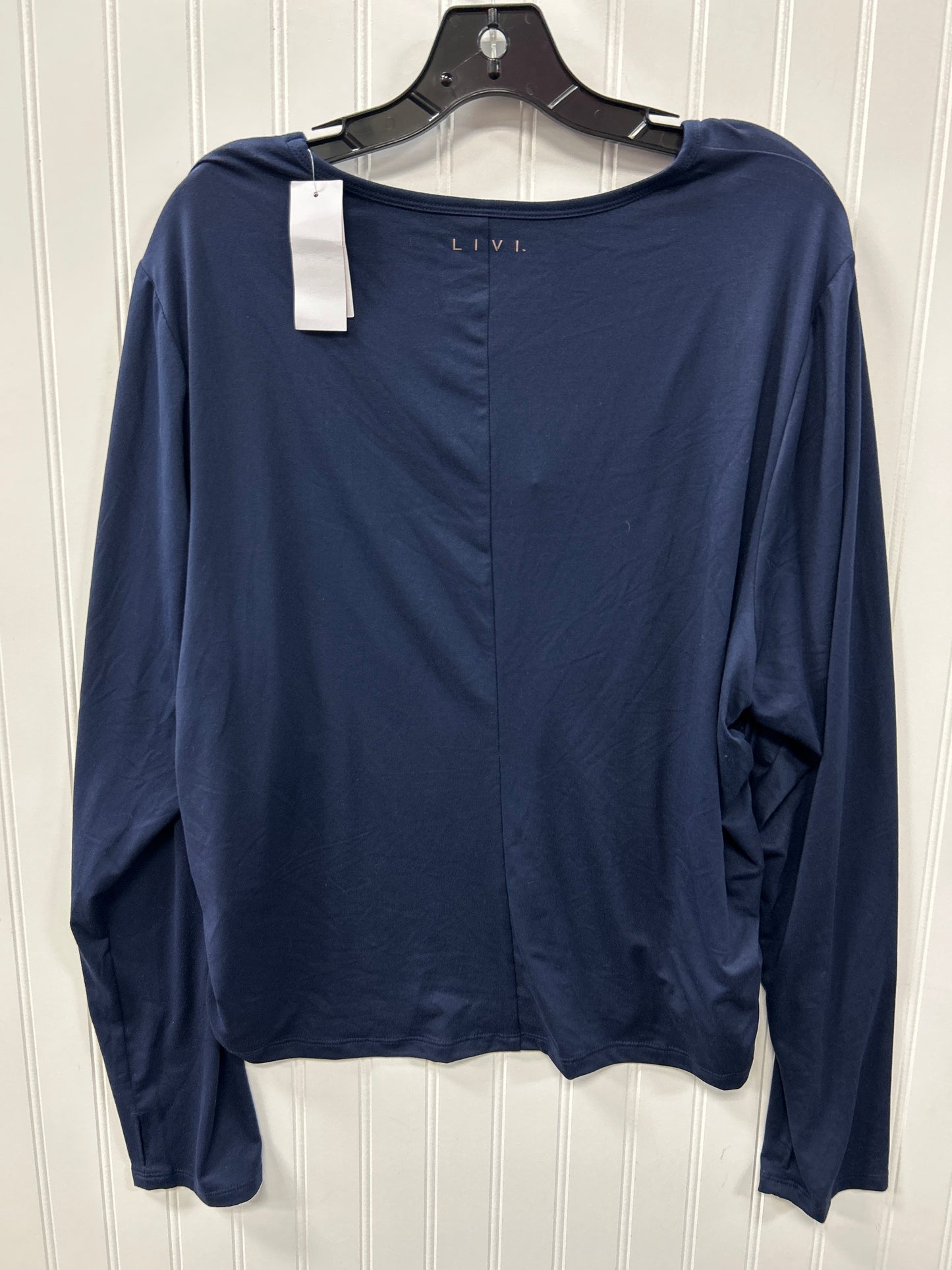 Athletic Top Ls Collar By Livi Active In Navy, Size:3X