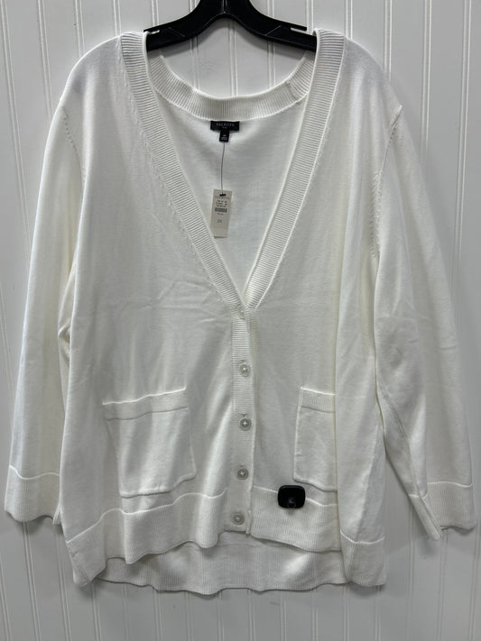Cardigan By Talbots In White, Size:2X