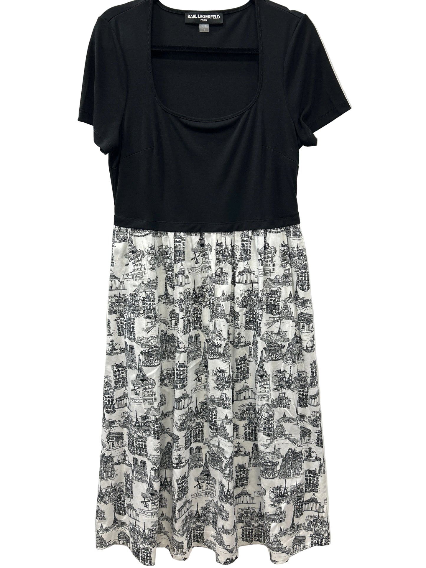 Dress Designer By Karl Lagerfeld In Black & White, Size:12