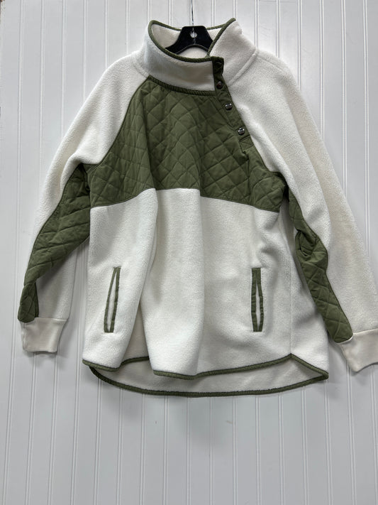 Jacket Fleece By Abercrombie And Fitch In Cream & Green, Size:Xl