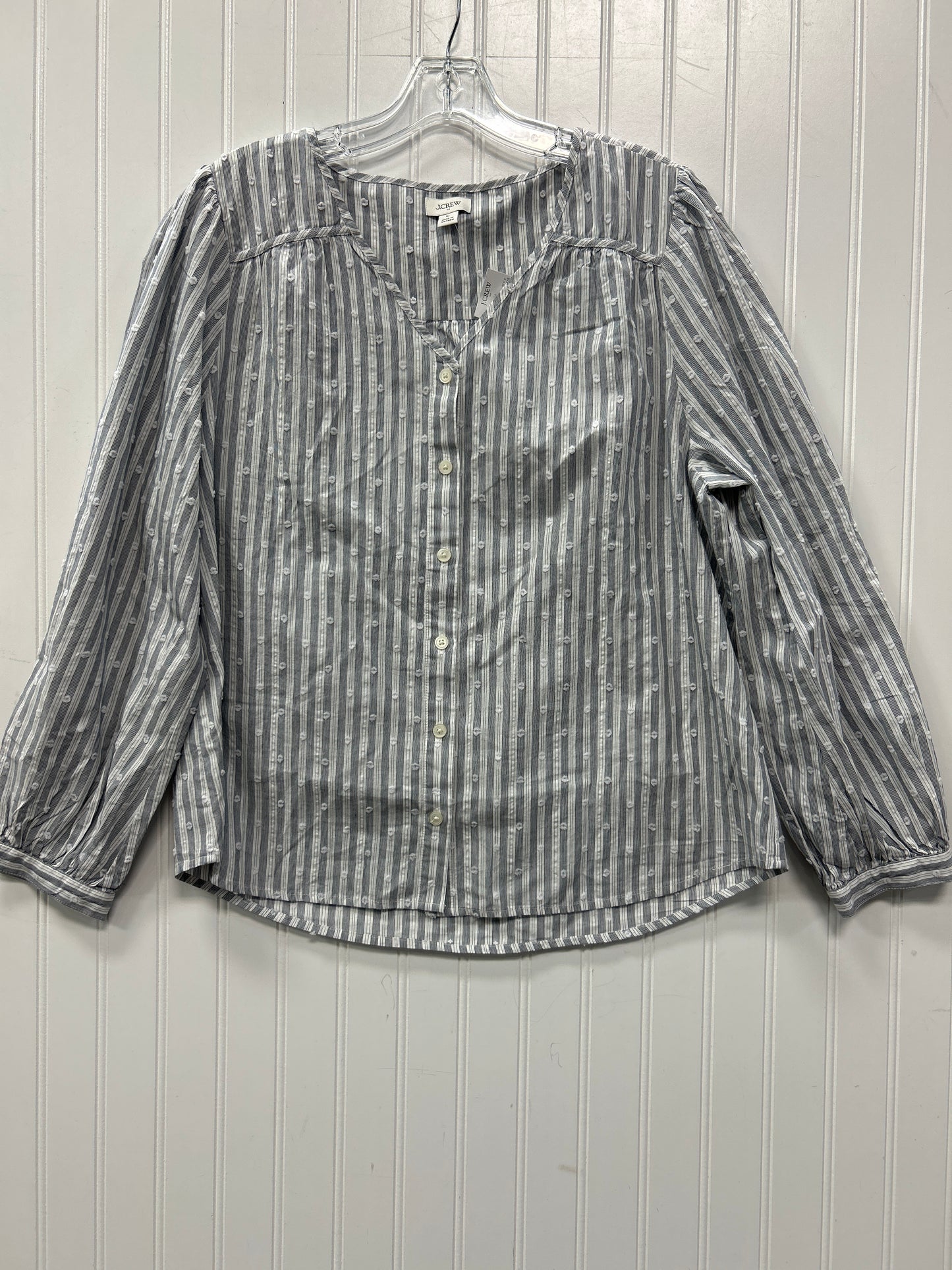 Blouse Ls By J. Crew In Grey & White, Size:L