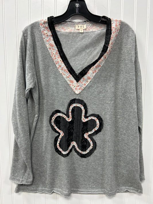 Top Ls By Pol In Grey, Size:L