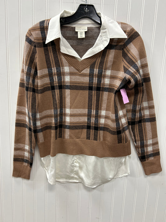 Blouse Ls By Adrienne Vittadini In Tan, Size:Xs