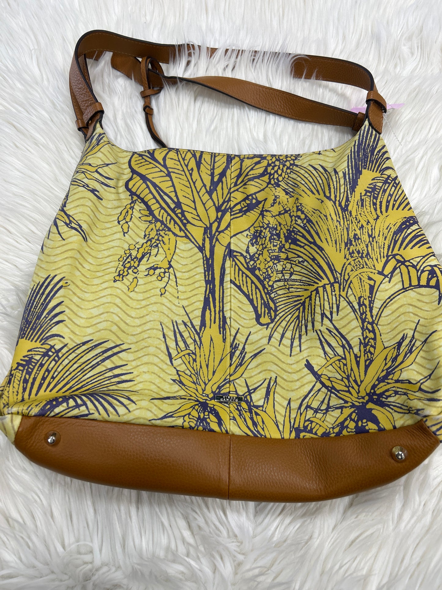 Handbag Leather By Vince Camuto In Yellow, Size:Large