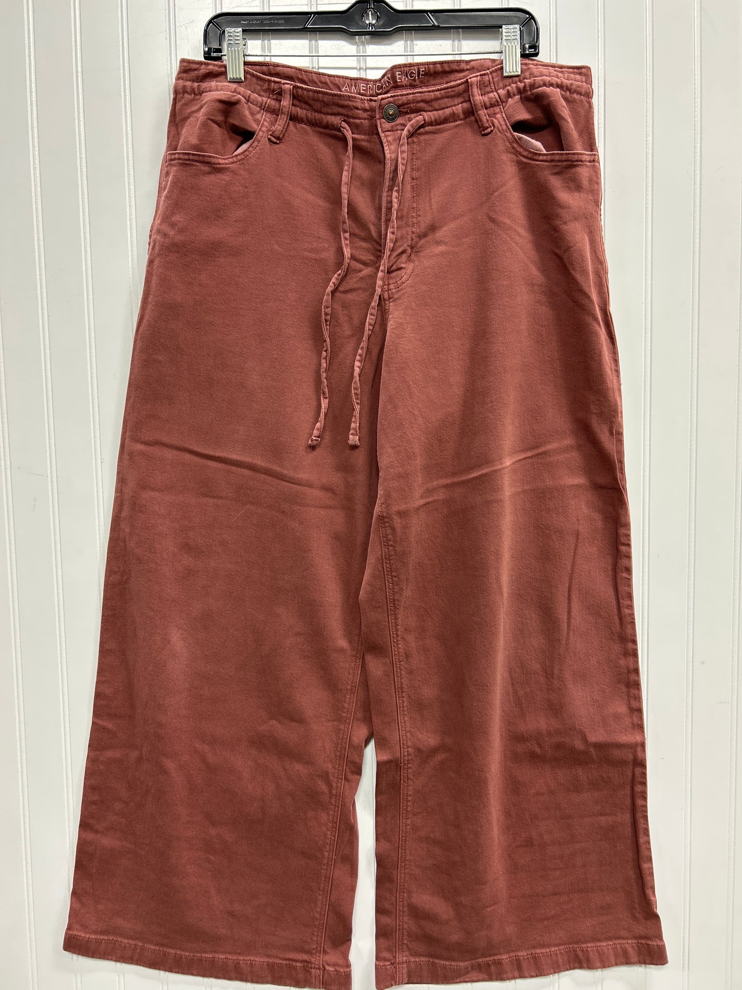 Jeans Wide Leg By American Eagle In Red Denim, Size:14
