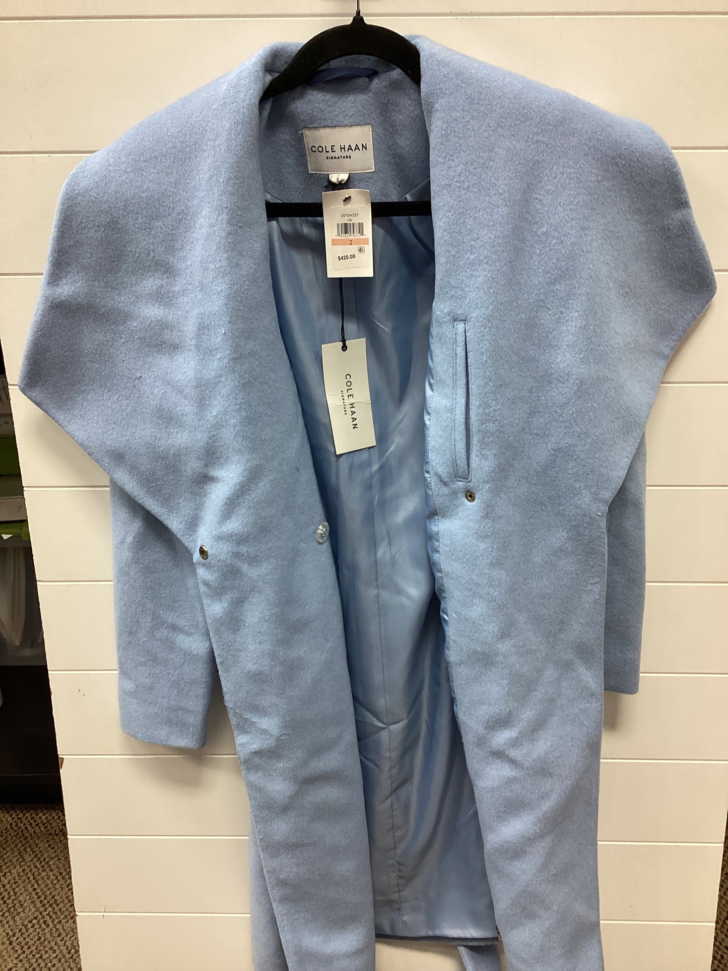 Coat Peacoat By Cole-Haan In Blue, Size:2