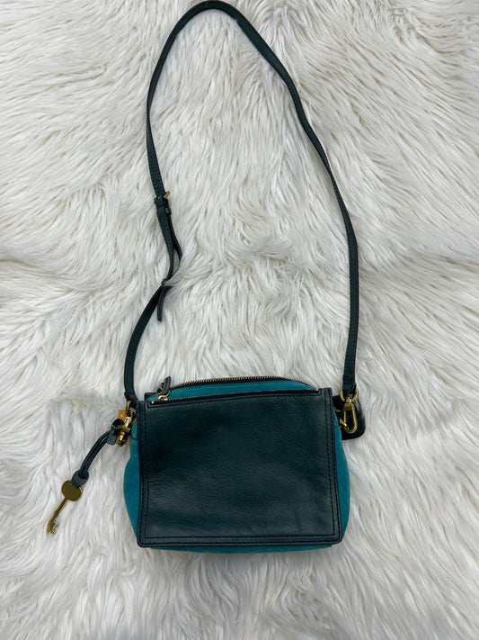 Handbag Leather By Fossil In Teal, Size:Small