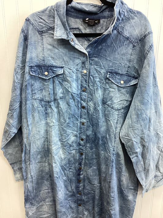 Dress Casual Midi By Ashley Stewart In Blue Denim, Size:3