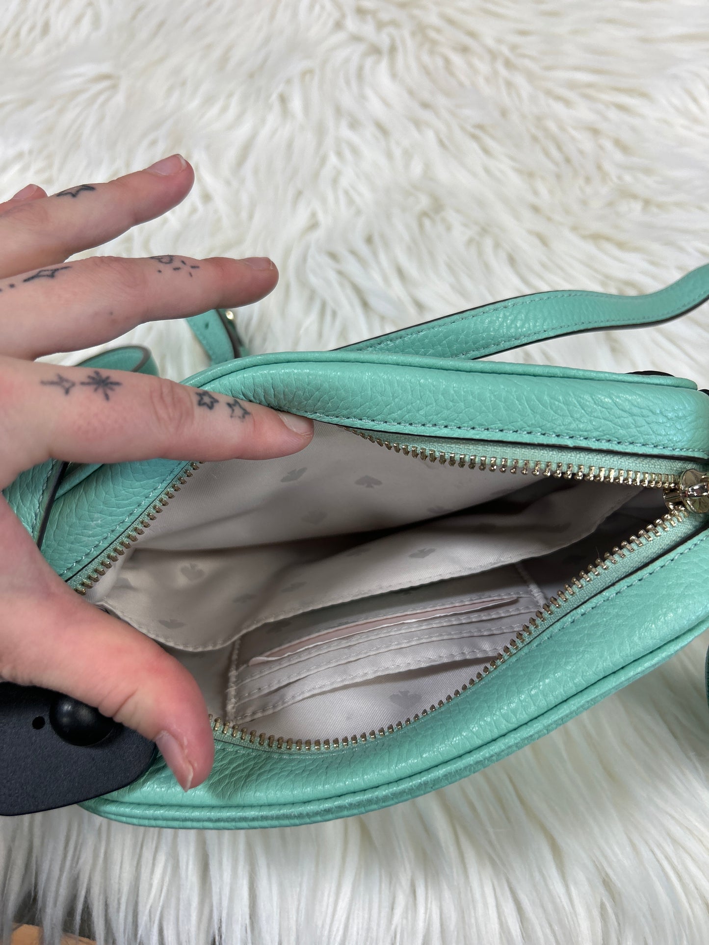 Handbag Designer By Kate Spade In Aqua, Size:Small