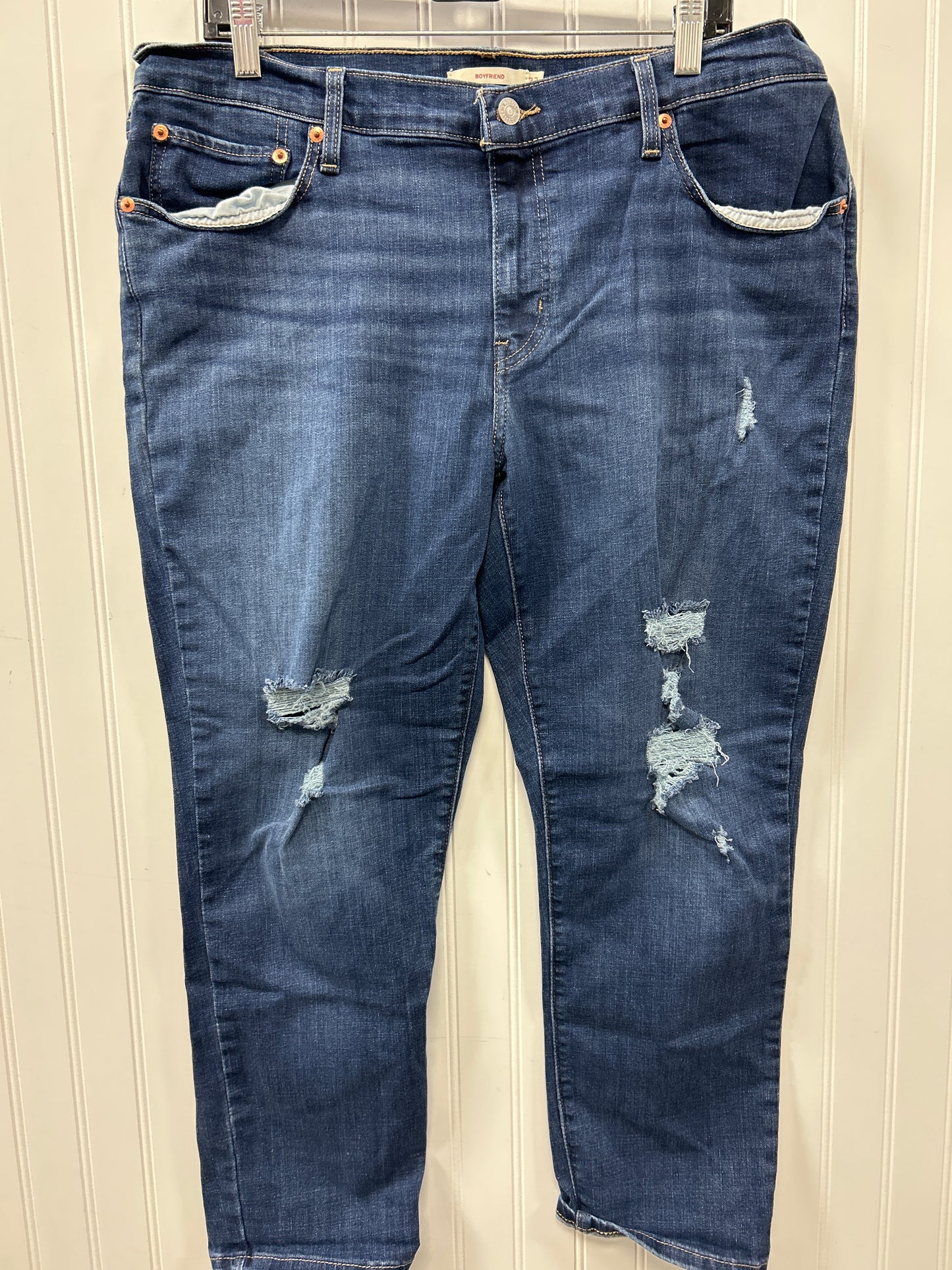 Jeans Boyfriend By Levis In Blue Denim, Size:14