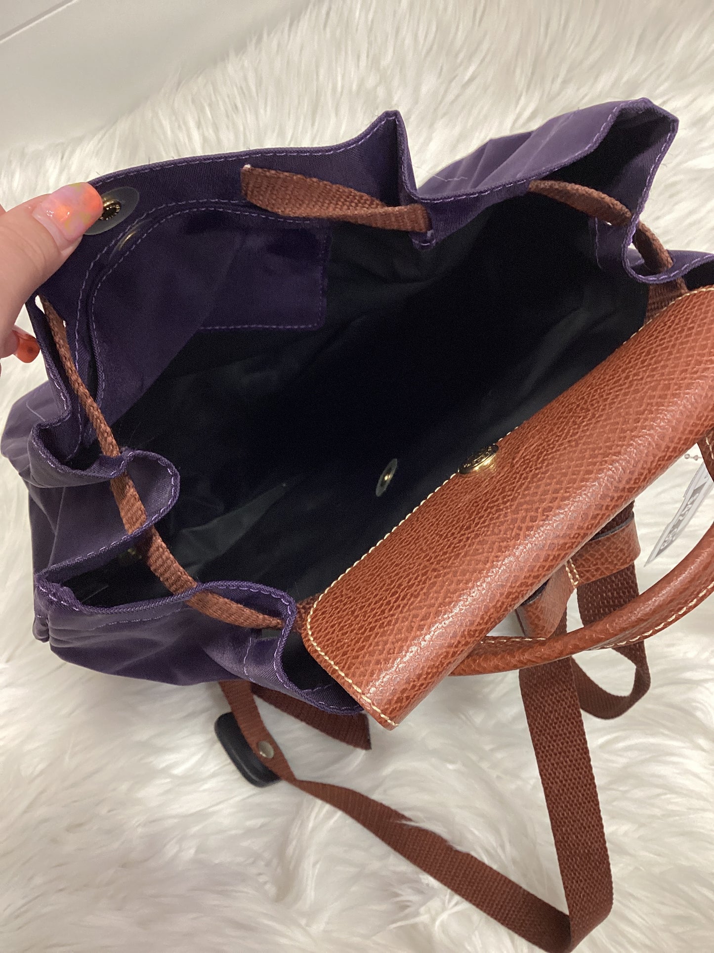 Backpack Designer By Longchamp In Purple, Size:Medium