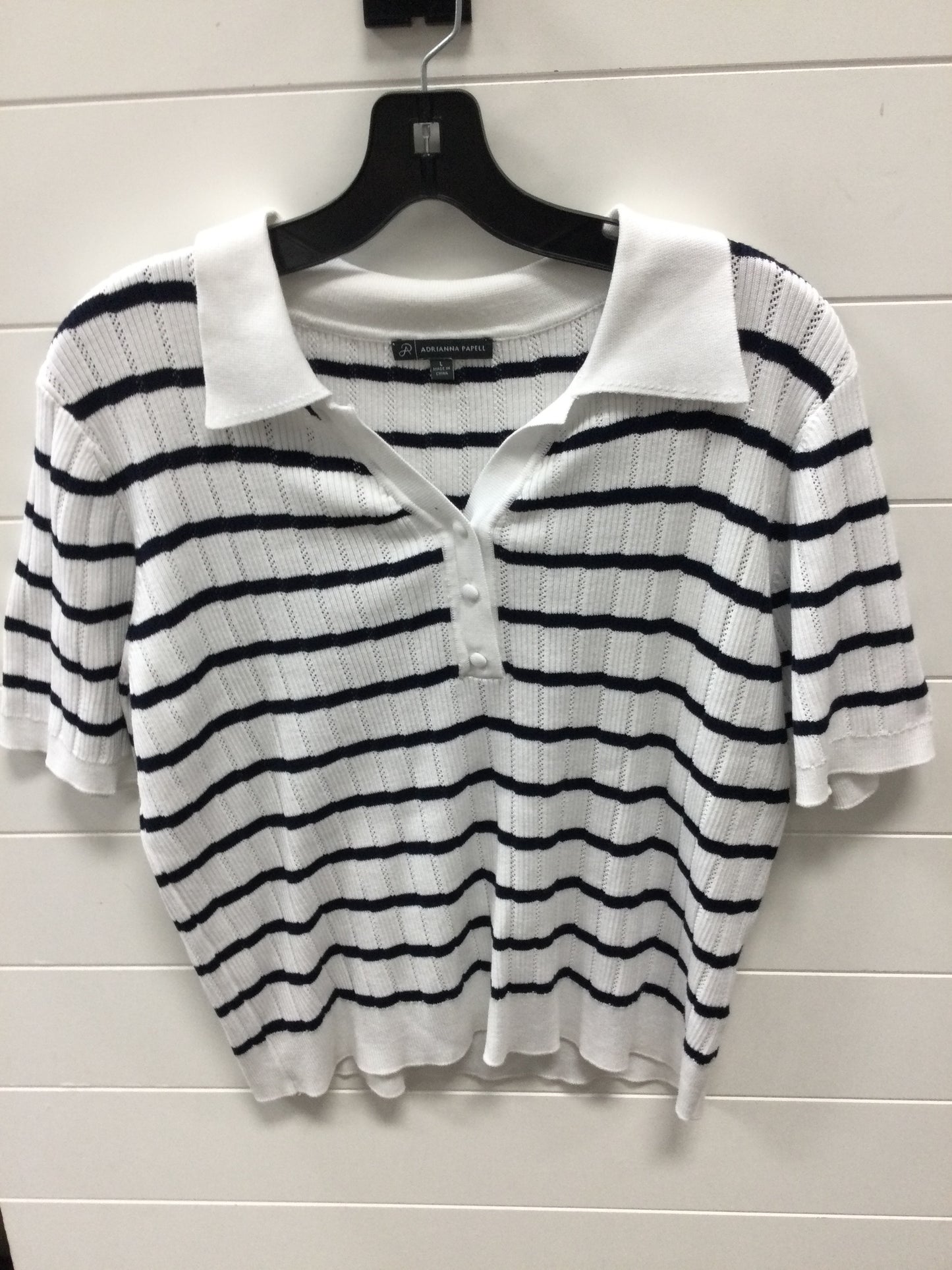 Top Ss By Adrianna Papell In Blue & White, Size:L