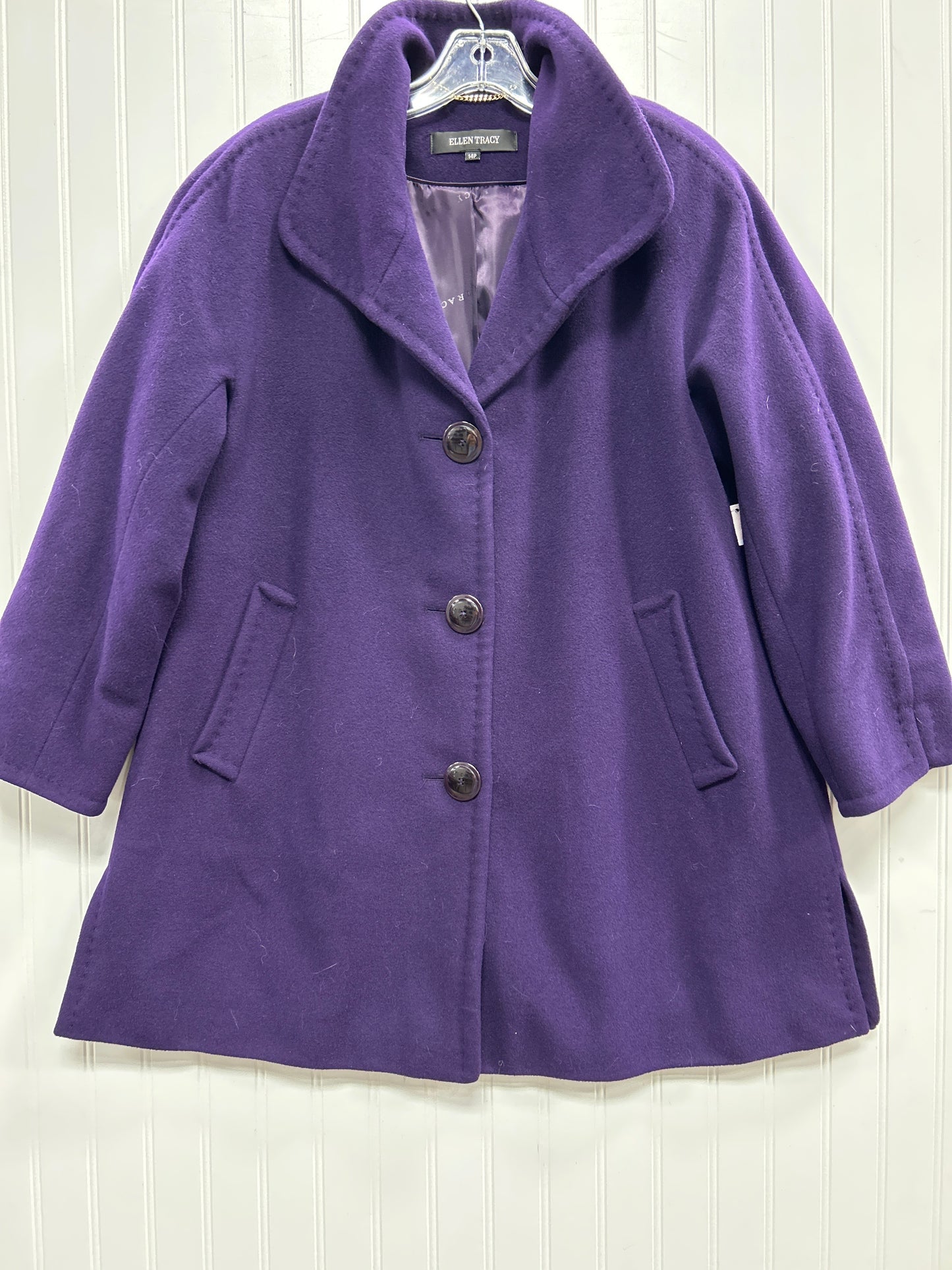 Coat Wool By Ellen Tracy In Purple, Size:14P