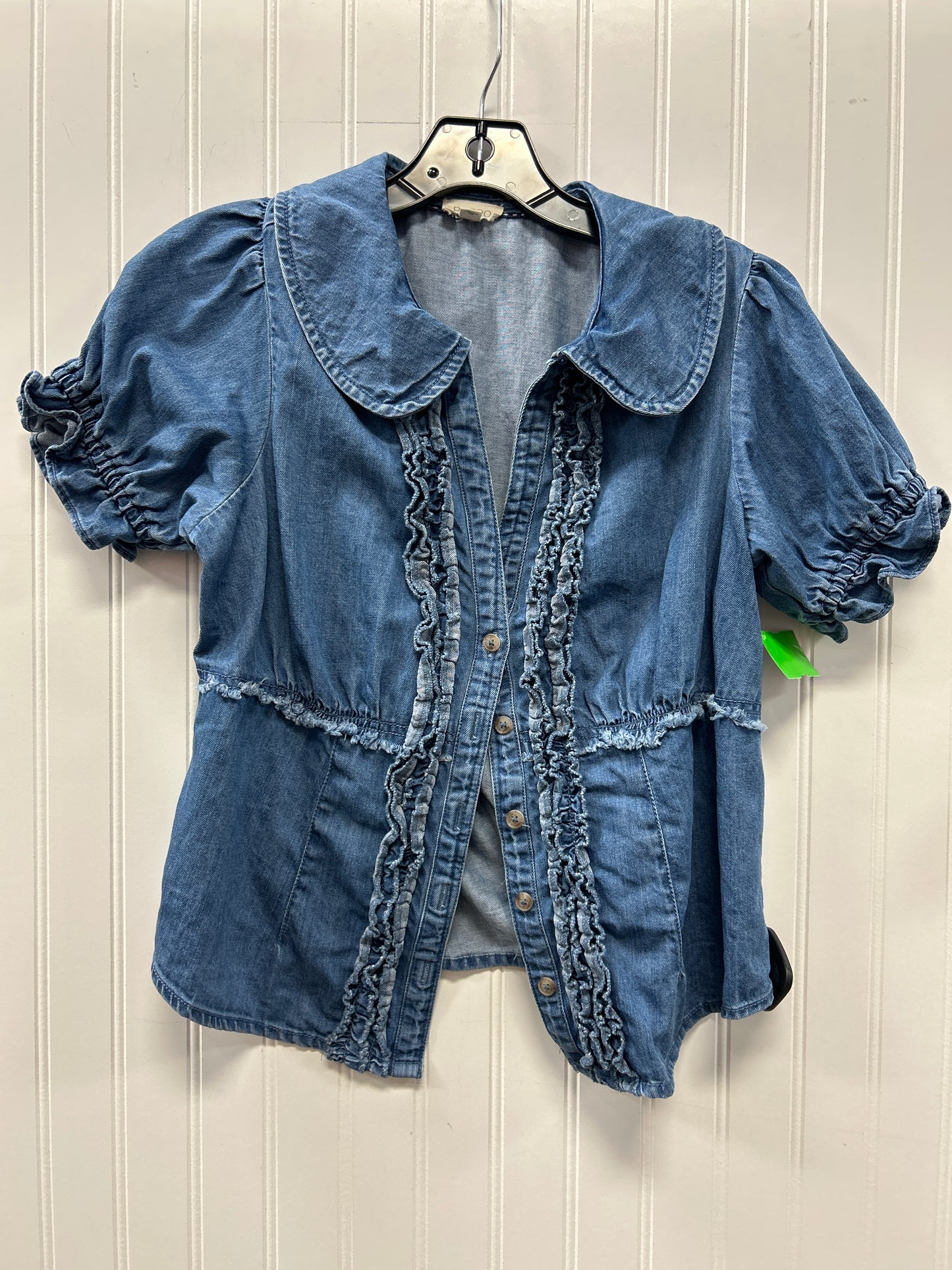Blouse Ss By Pilcro In Blue Denim, Size:S