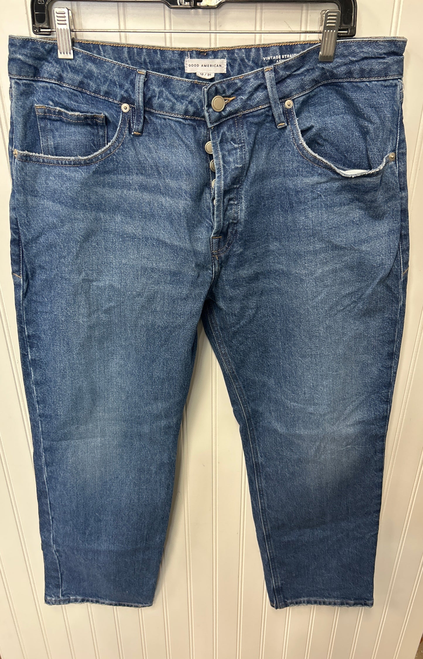 Jeans Straight By Good American In Blue Denim, Size:12