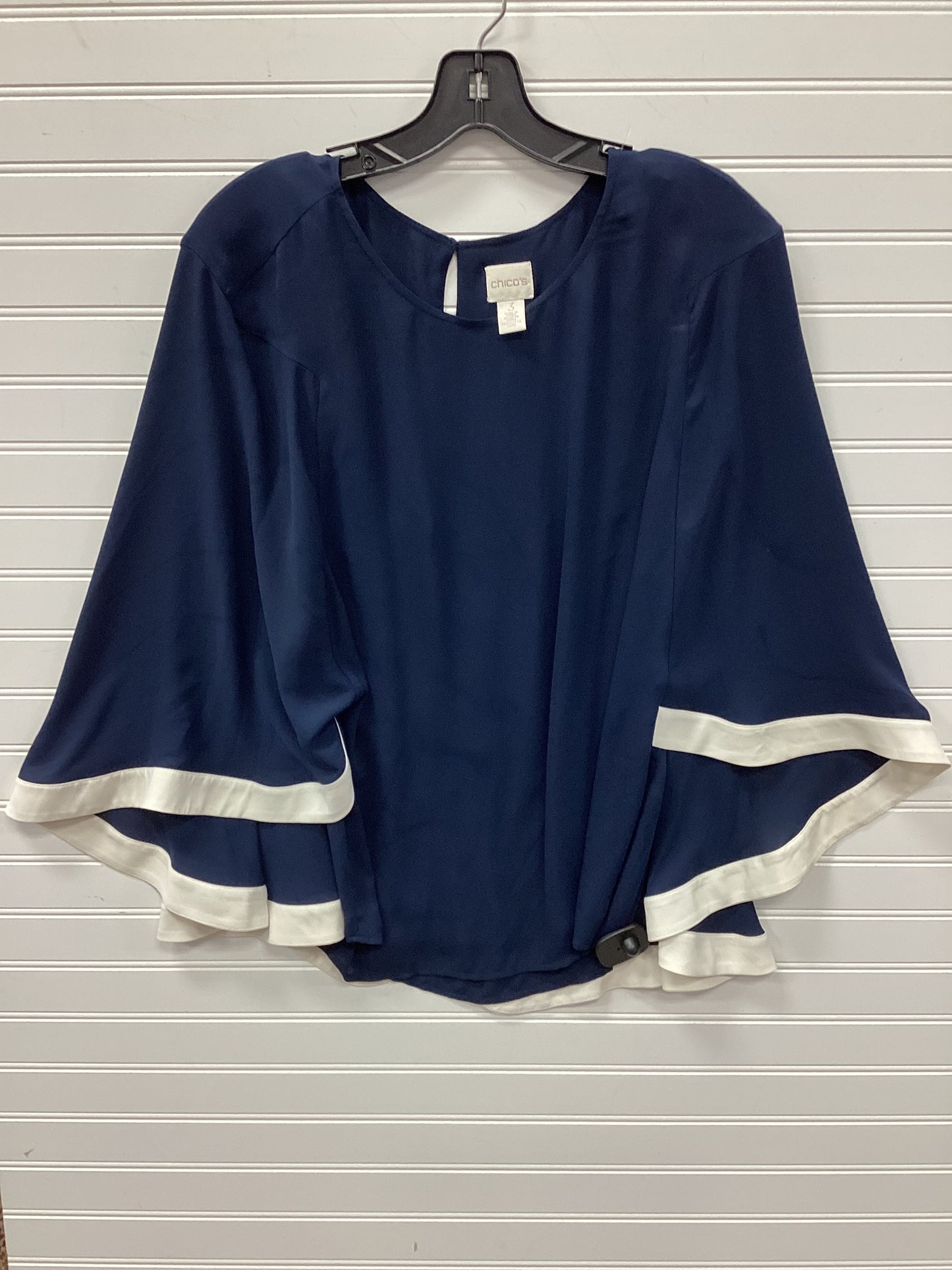 Blouse Ss By Chicos In Navy, Size:L