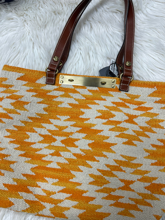 Tote Designer By Patricia Nash In Orange & White, Size:Large