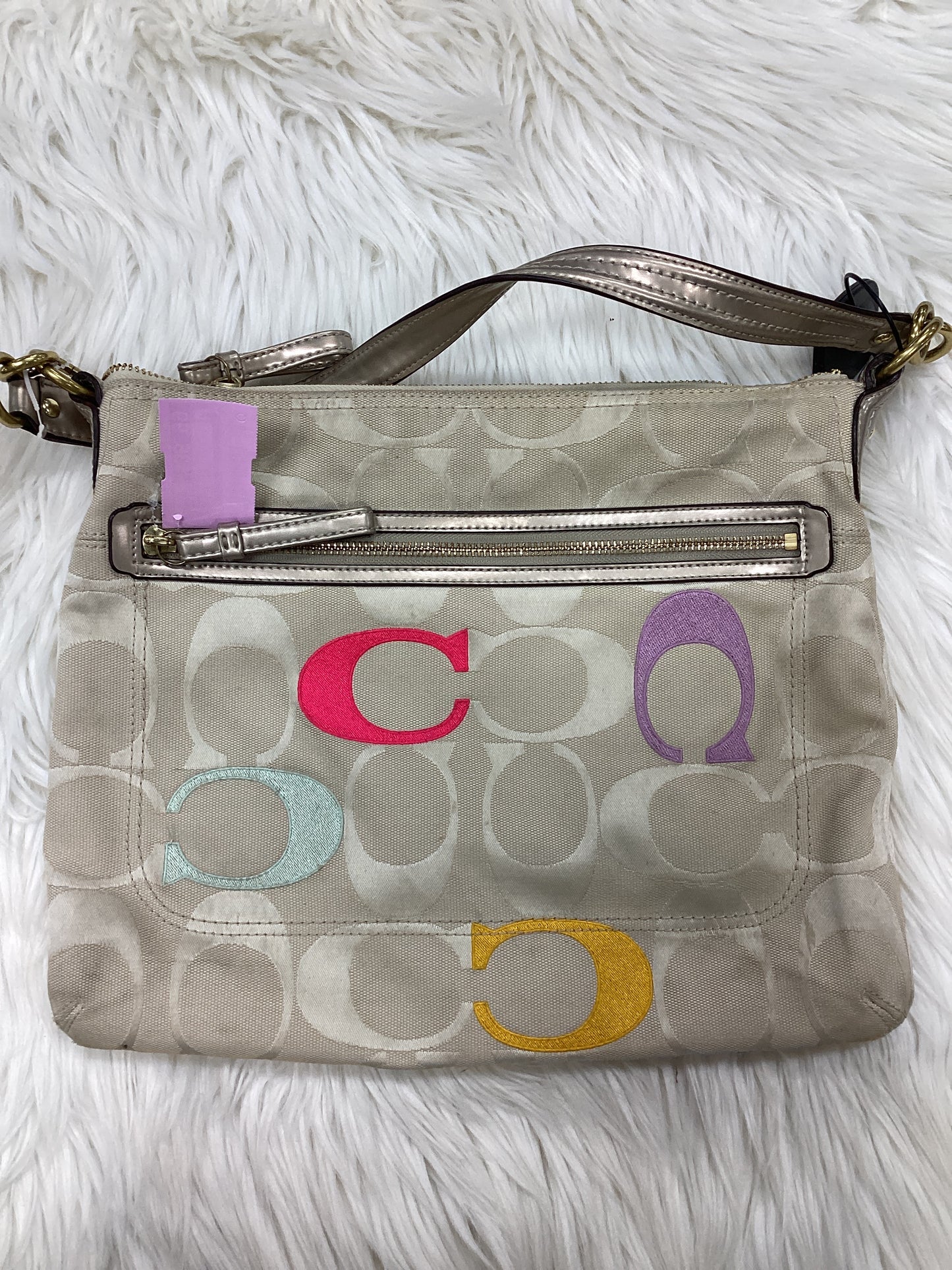 Handbag Designer By Coach In Cream, Size:Large