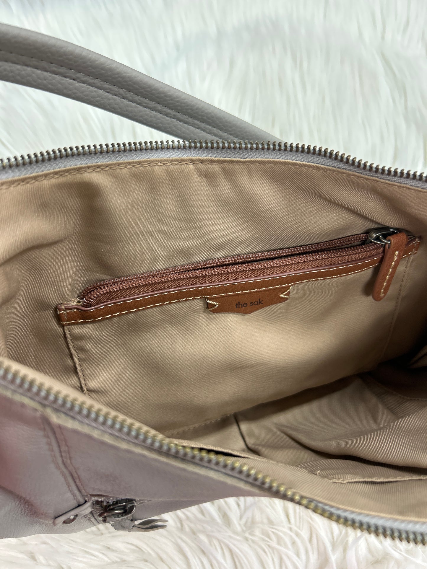 Handbag Leather By The Sak In Grey, Size:Large