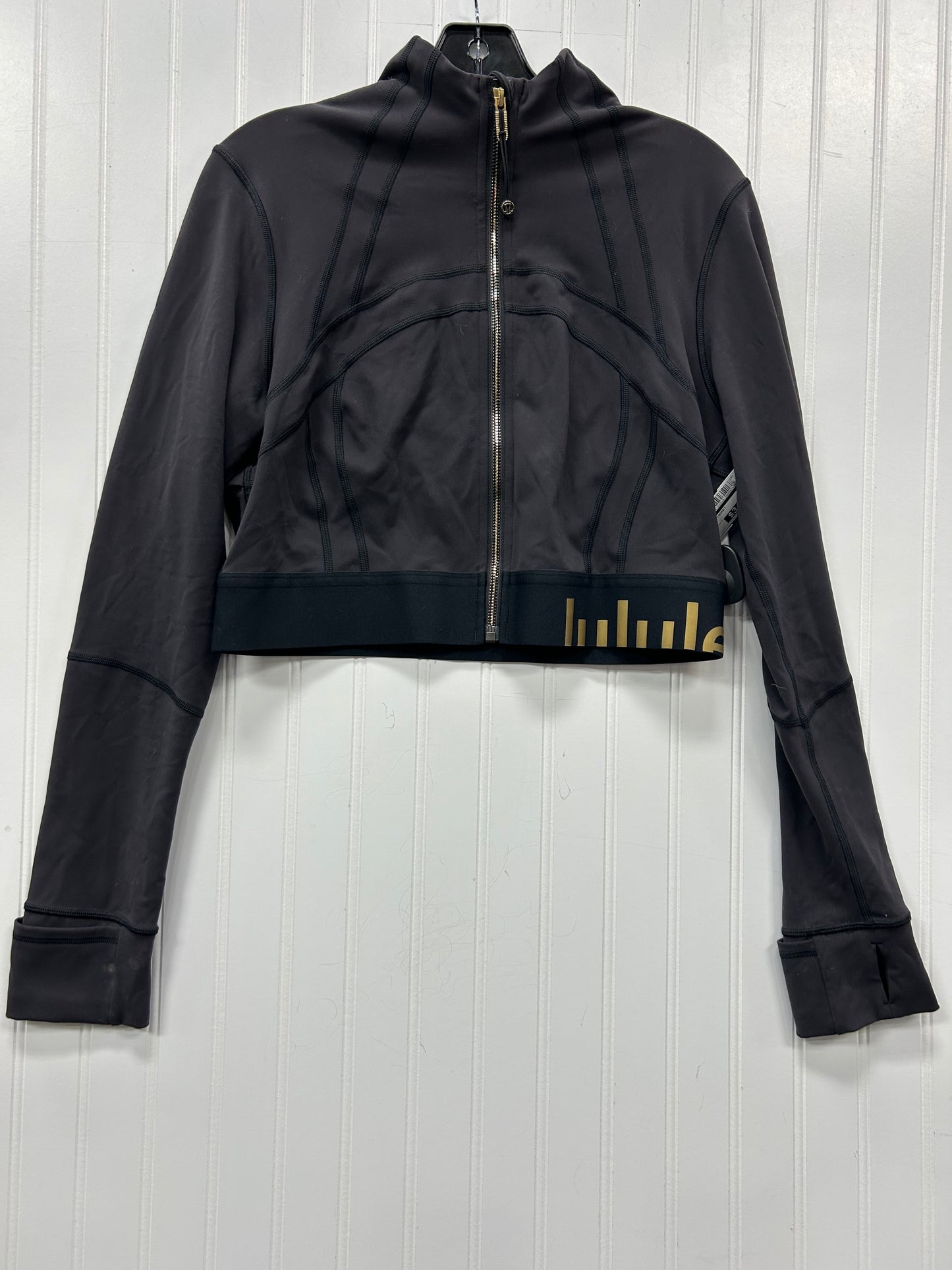 Athletic Jacket By Lululemon In Black, Size:10