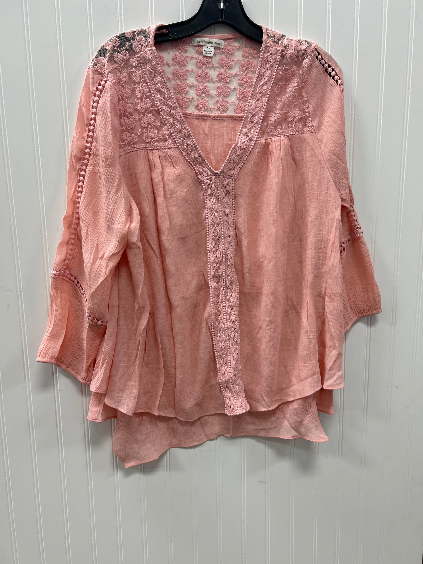 Blouse Ls By John Paul Richard In Pink, Size:Xl