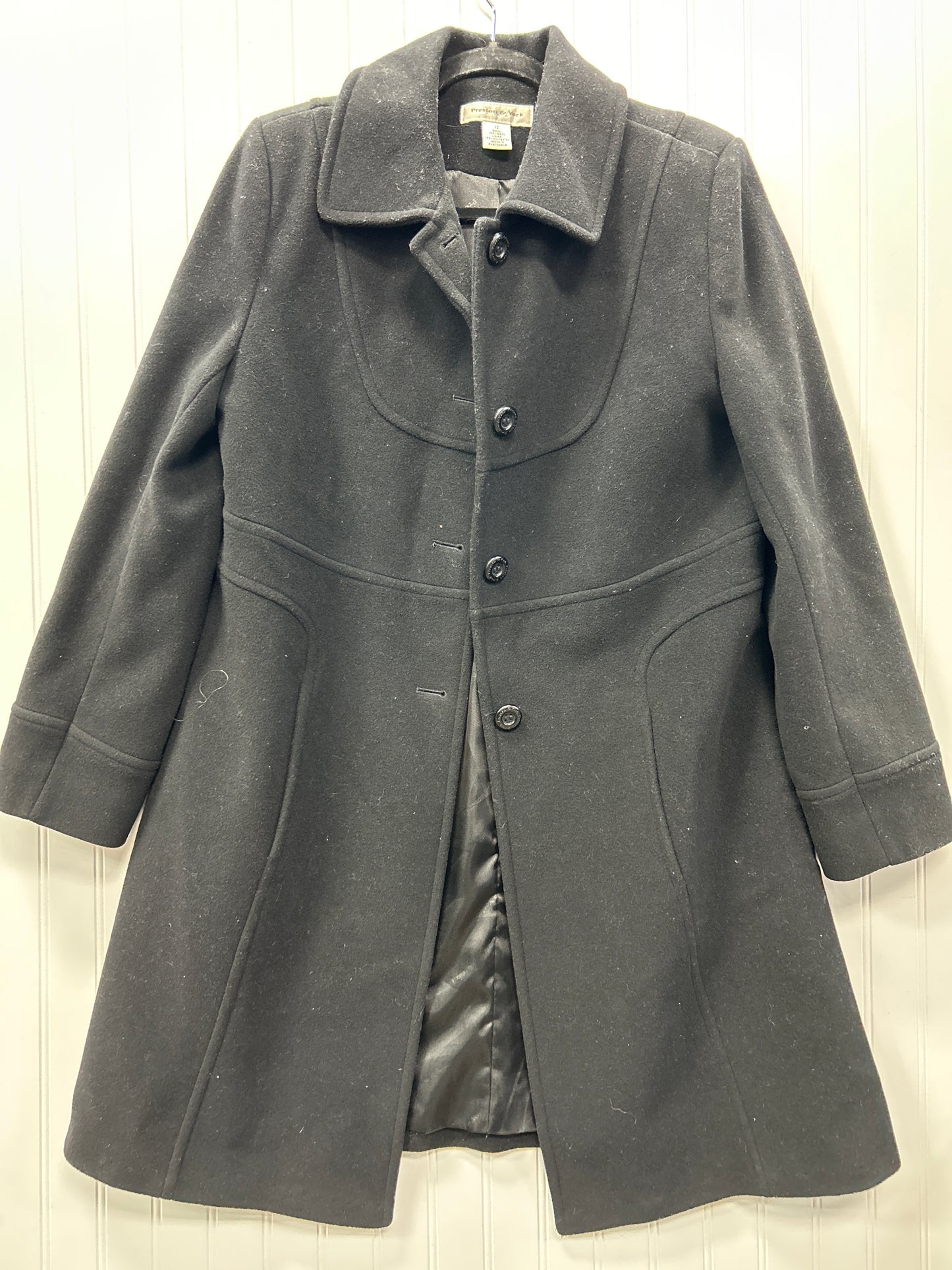 Coat Wool By Preston And New York In Black, Size:12