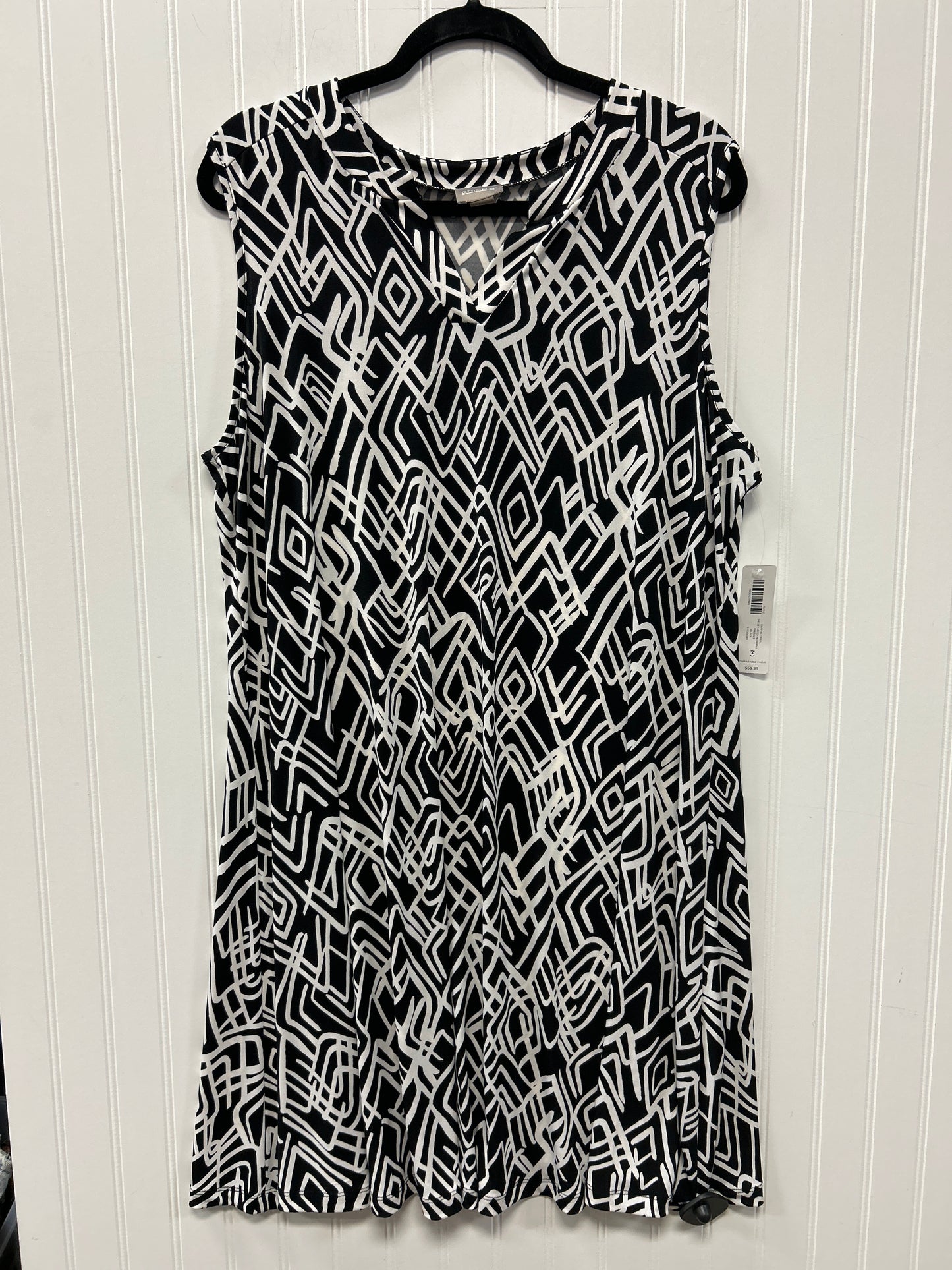 Dress Casual Midi By Chicos In Black & White, Size:Xl