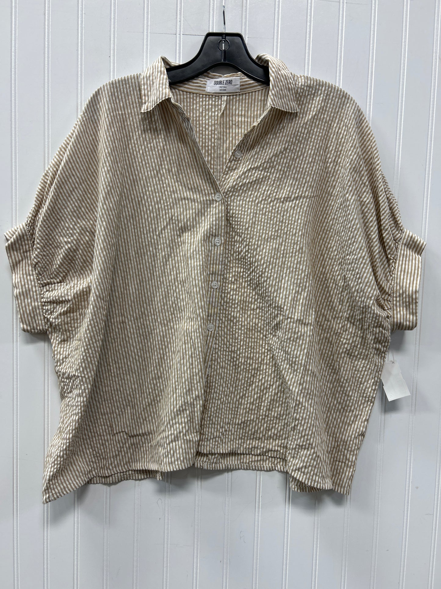 Blouse Ss By Double Zero In Tan & White, Size:S
