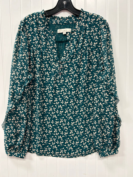 Blouse Ls By Loft In Blue, Size:Xl