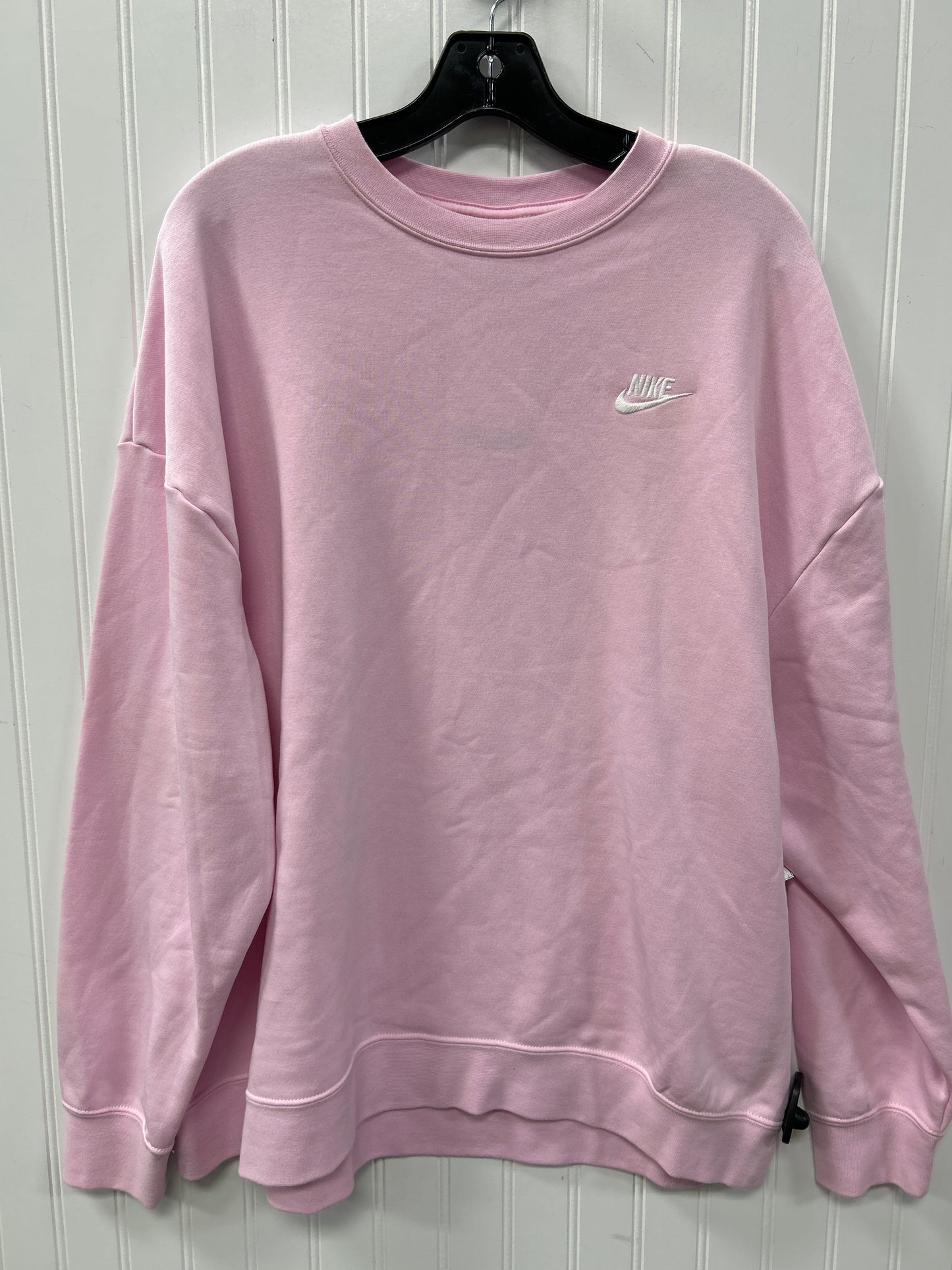 Athletic Top Ls Crewneck By Nike Apparel In Pink, Size:L