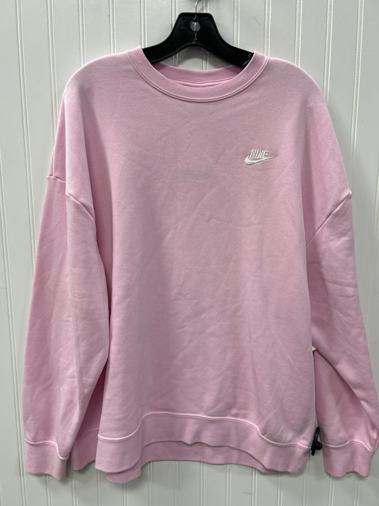 Athletic Top Ls Crewneck By Nike Apparel In Pink, Size:L