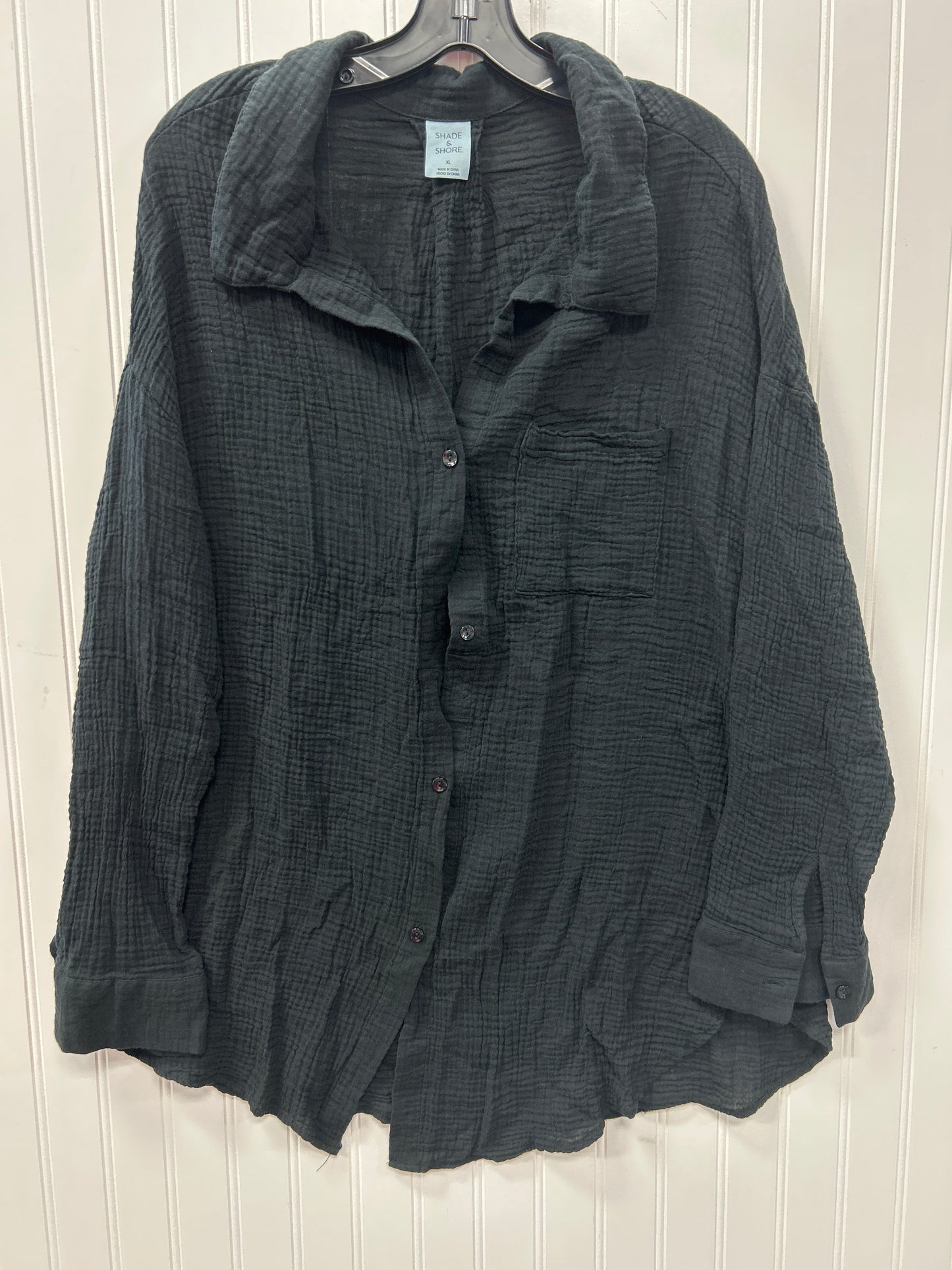 Blouse Ls By Shade & Shore In Black, Size:Xl