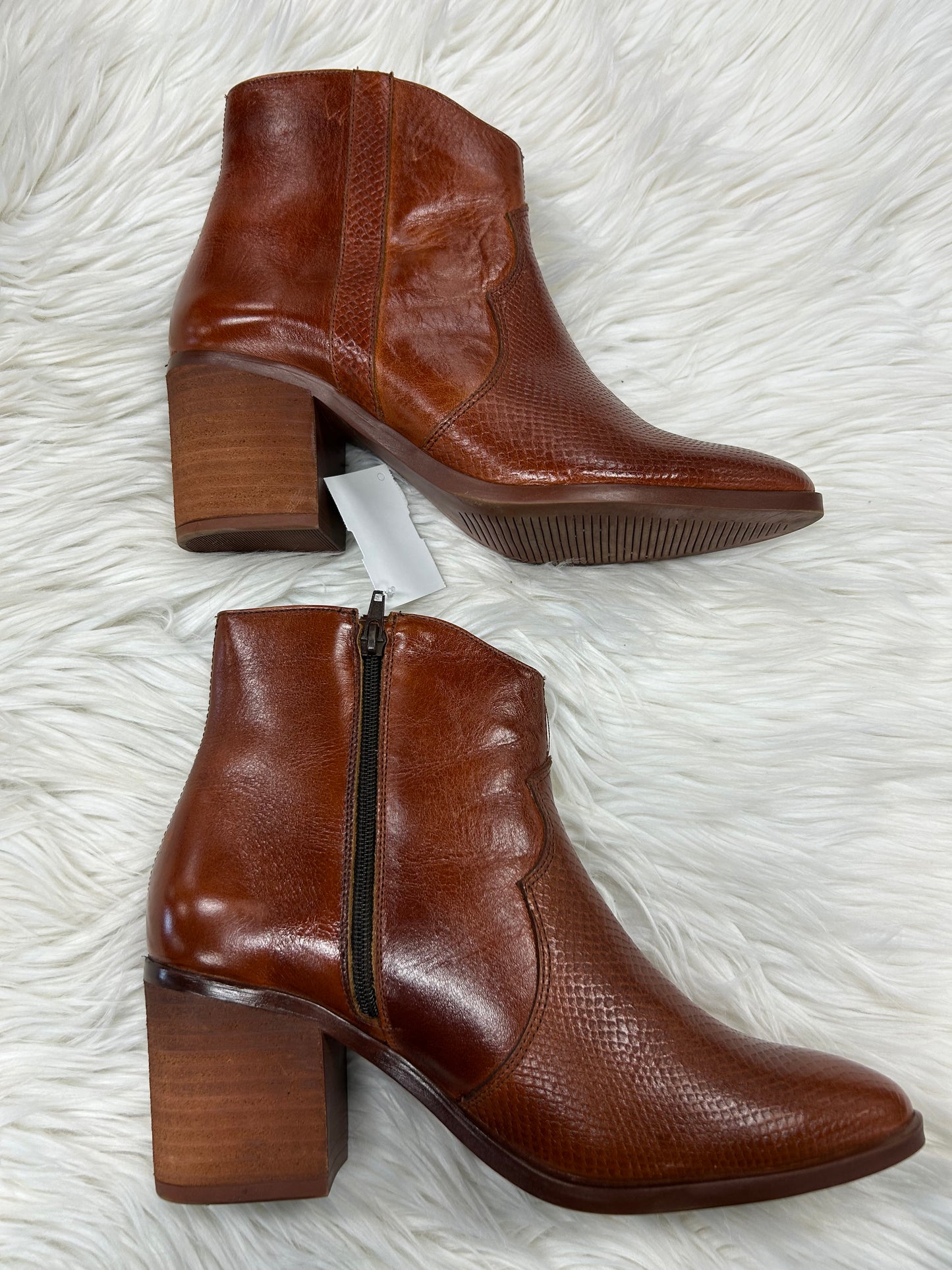 Boots Ankle Heels By Cmc In Brown, Size:9