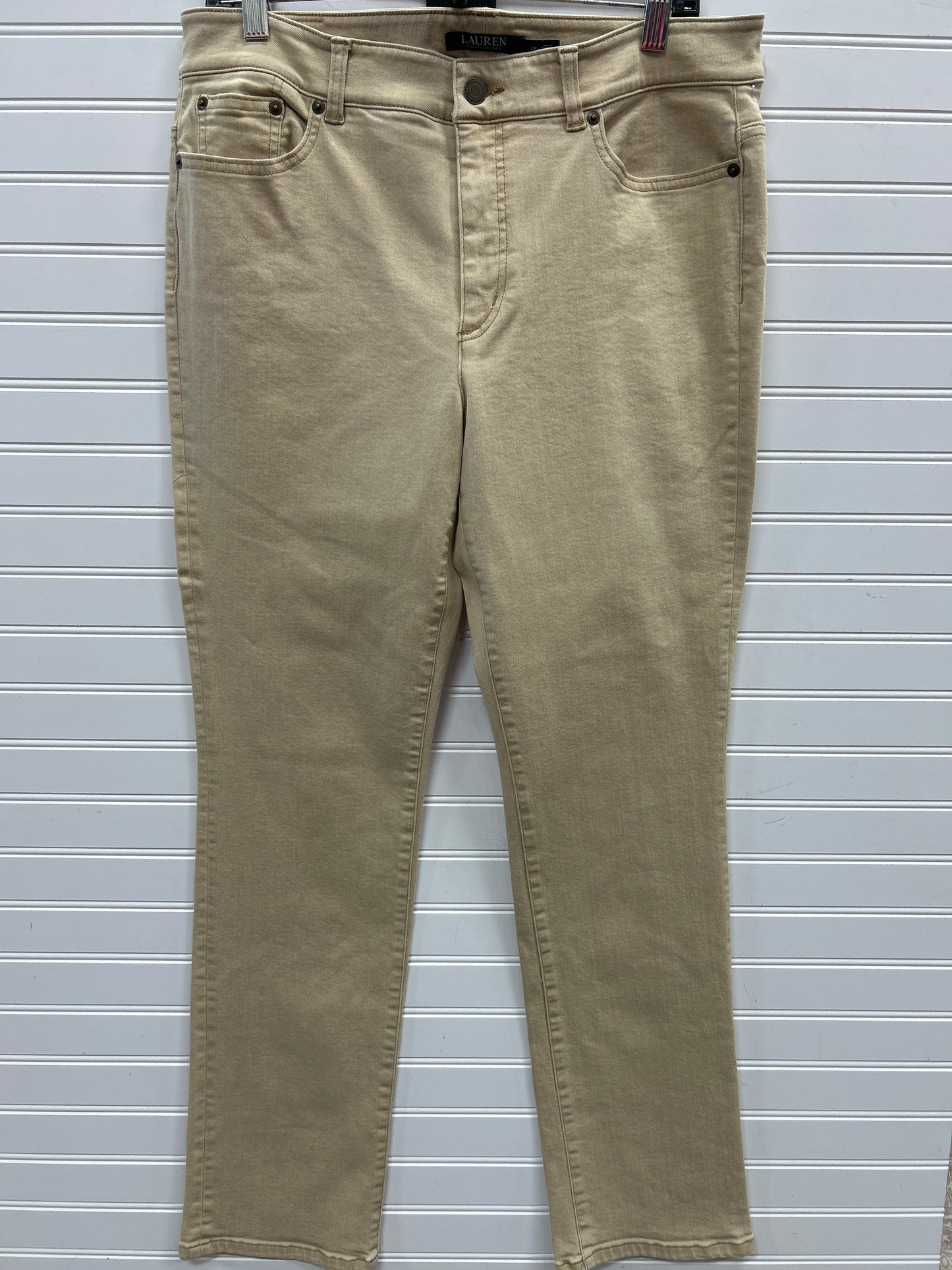 Jeans Straight By Ralph Lauren In Cream Denim, Size:12