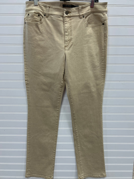 Jeans Straight By Ralph Lauren In Cream Denim, Size:12