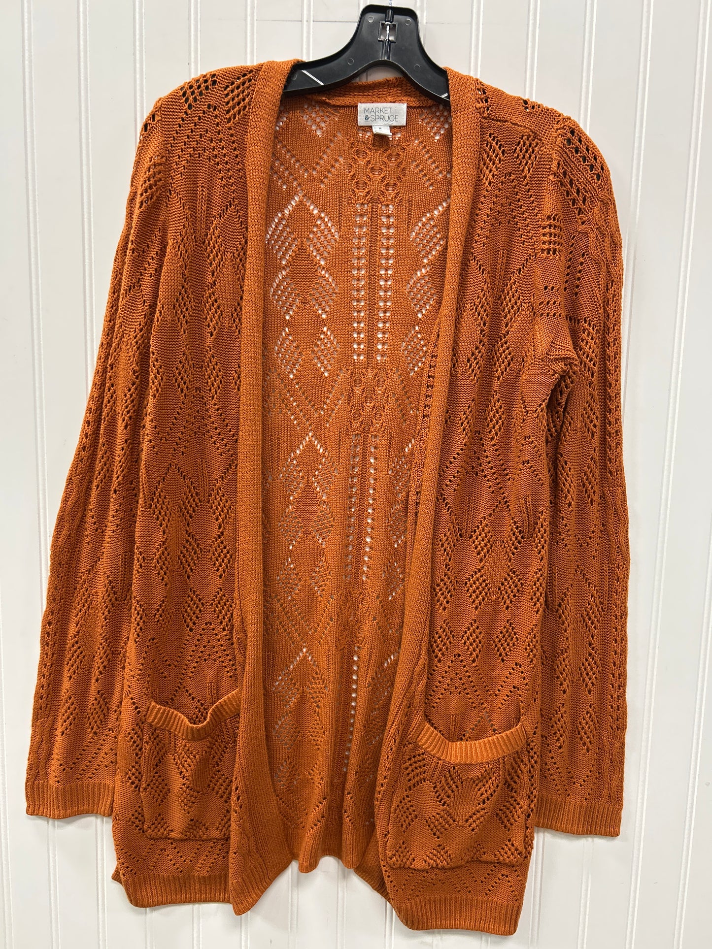 Sweater Cardigan By Market & Spruce In Orange, Size:M