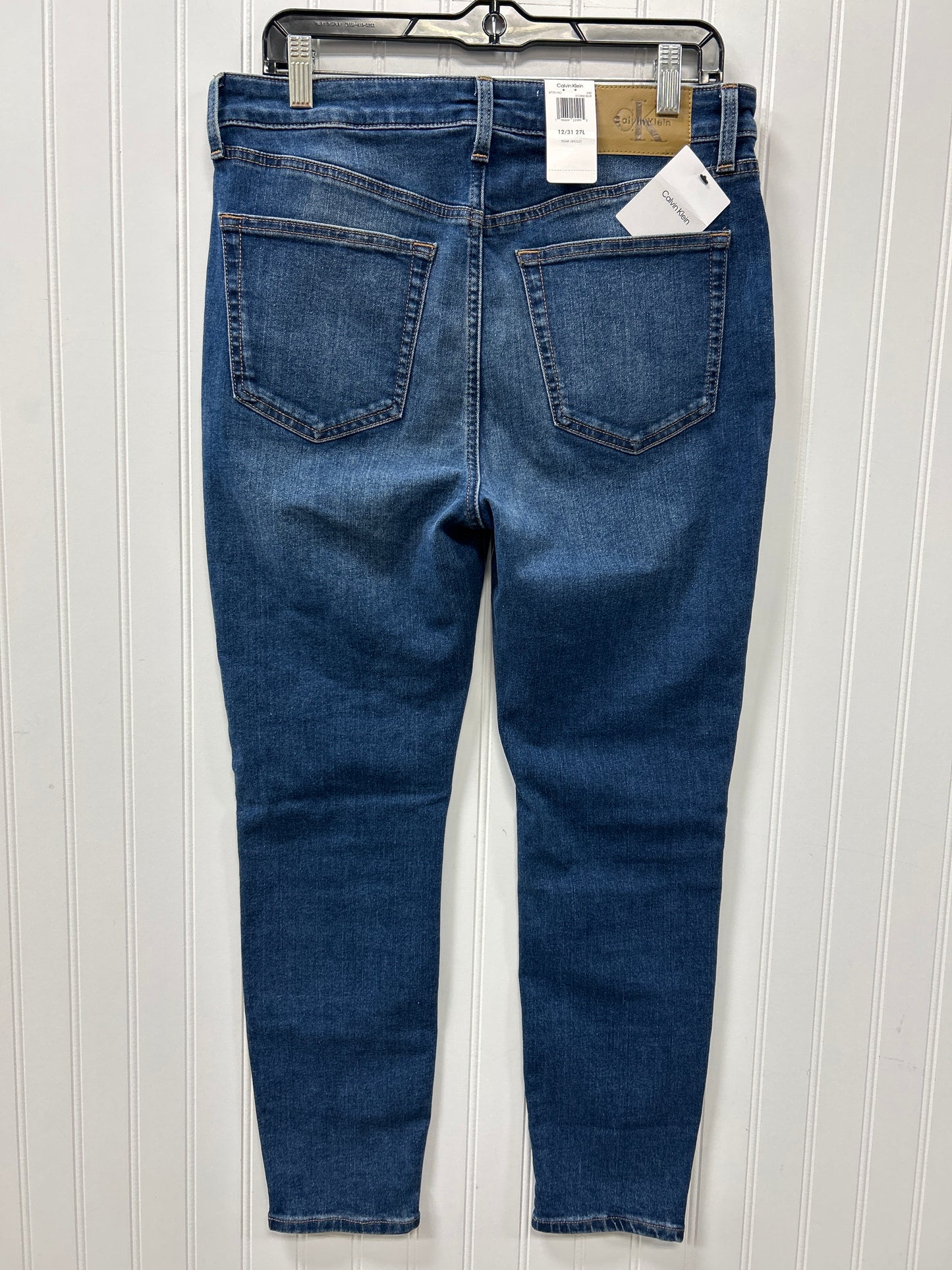 Jeans Skinny By Calvin Klein In Blue Denim, Size:12