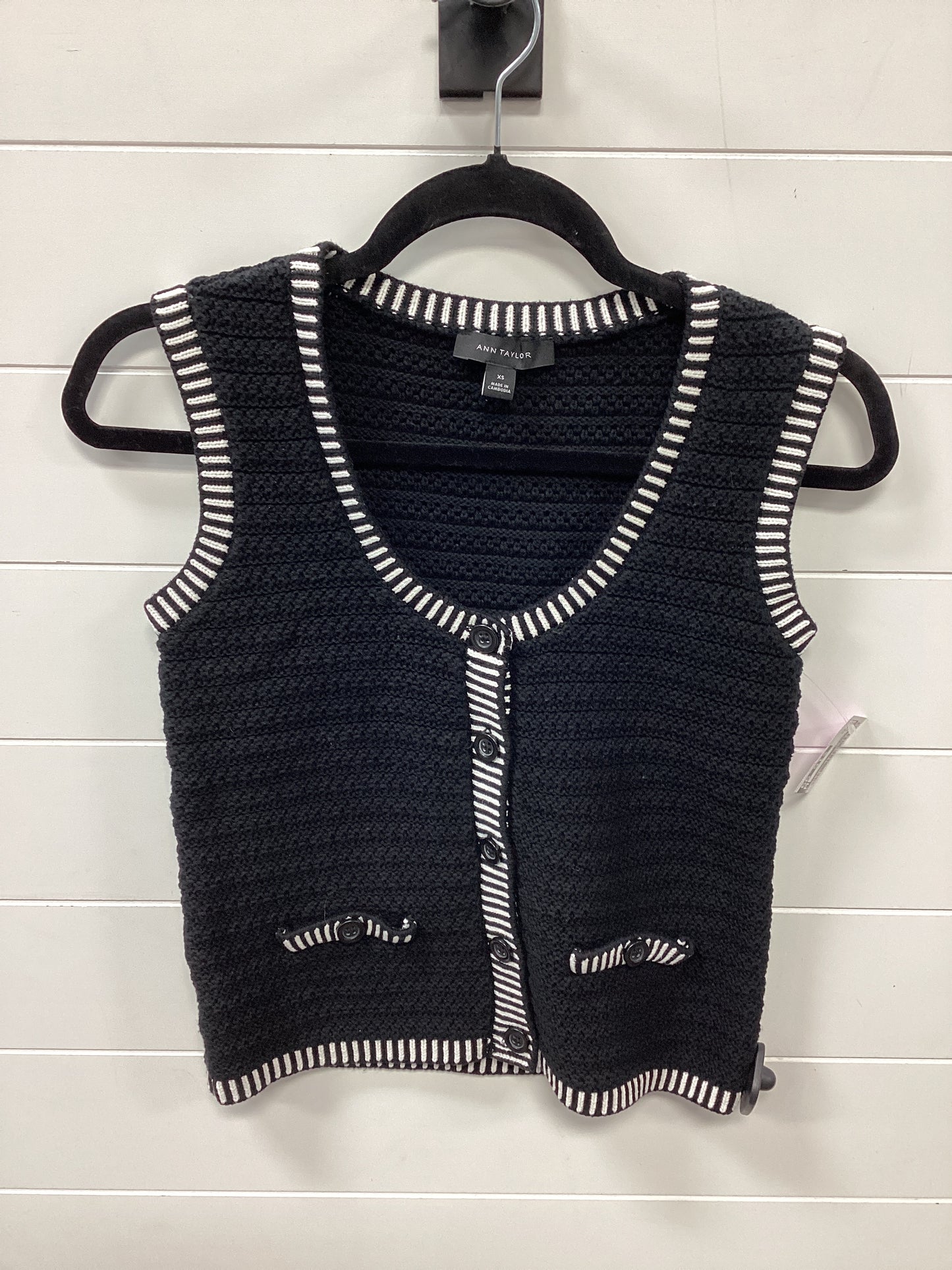Vest Sweater By Ann Taylor In Black, Size:Xs