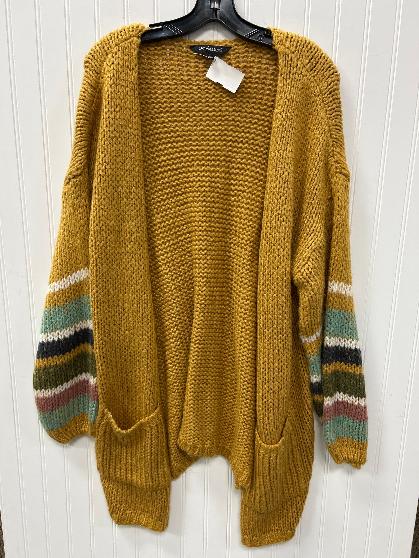 Sweater Cardigan By Davi & Dani In Yellow, Size:1X