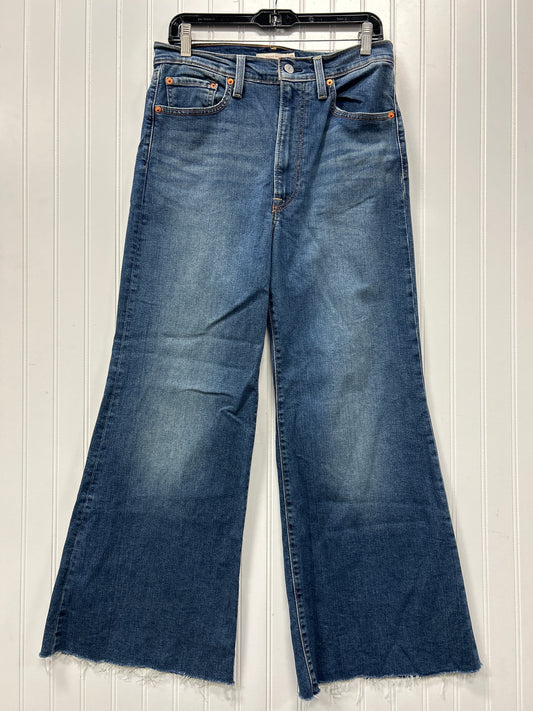 Jeans Wide Leg By Levis In Blue Denim, Size:8